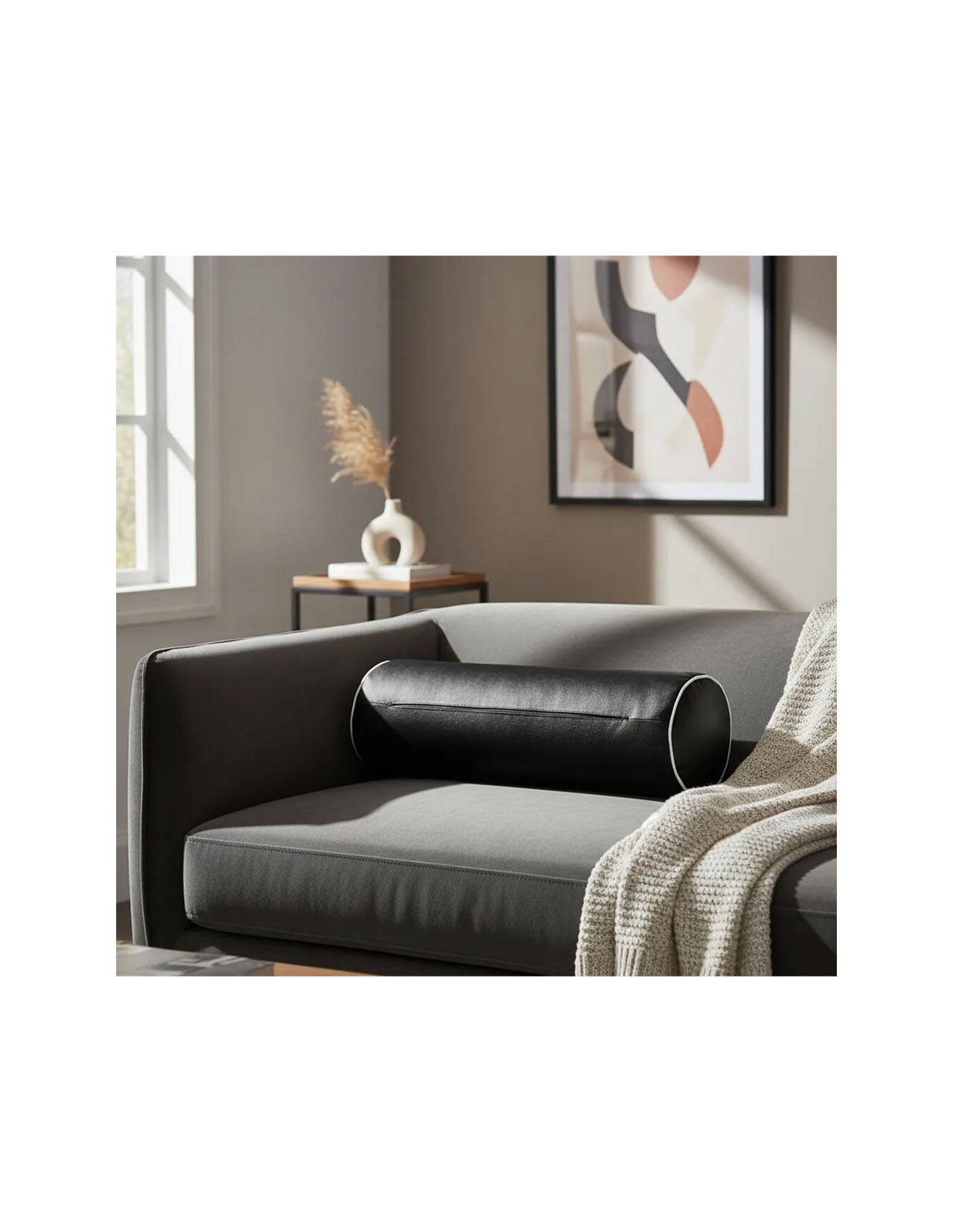 Set de 2 Cojines Coprire Riñonera 60x18cm Negro