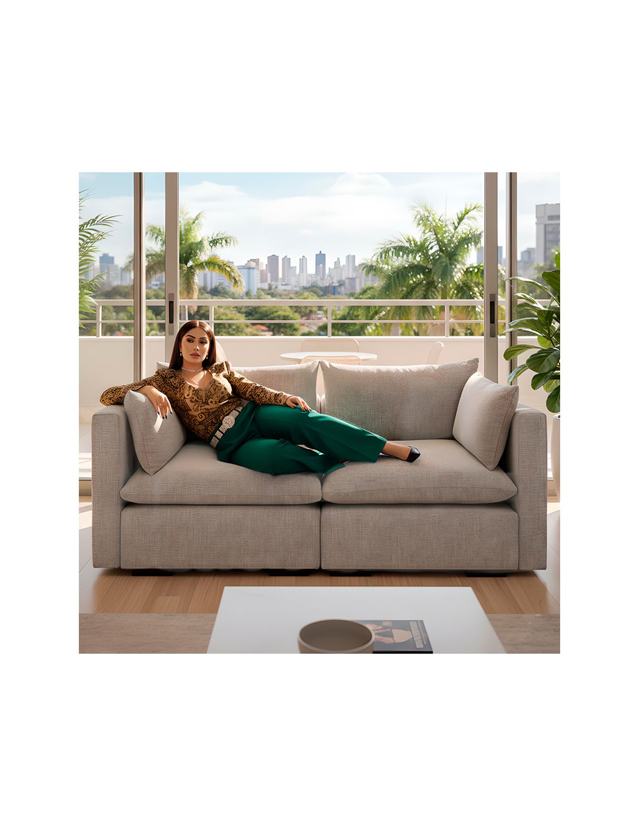 Sillón Modular Coprire Georgia 2 Plazas Gris Claro