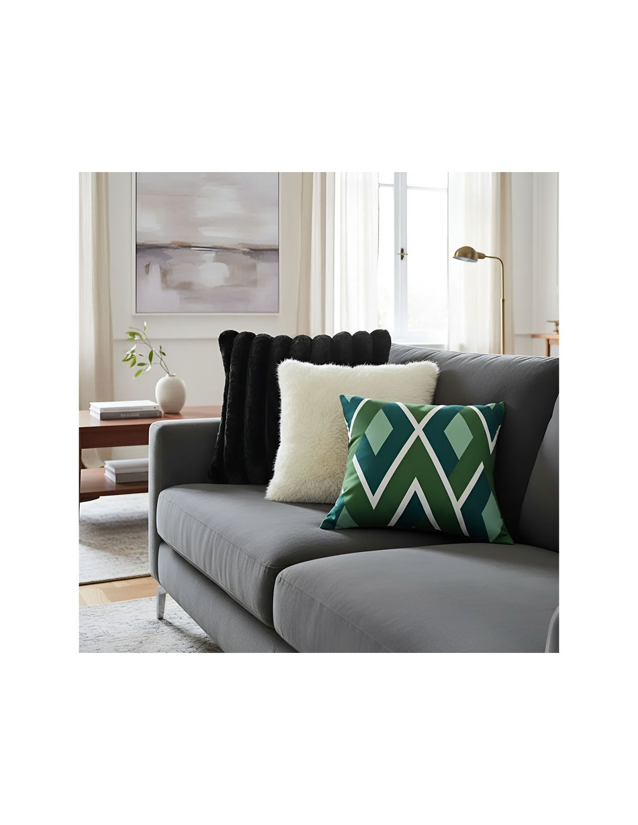 Set de 3 Cojines Coprire Premium 45cm Verde