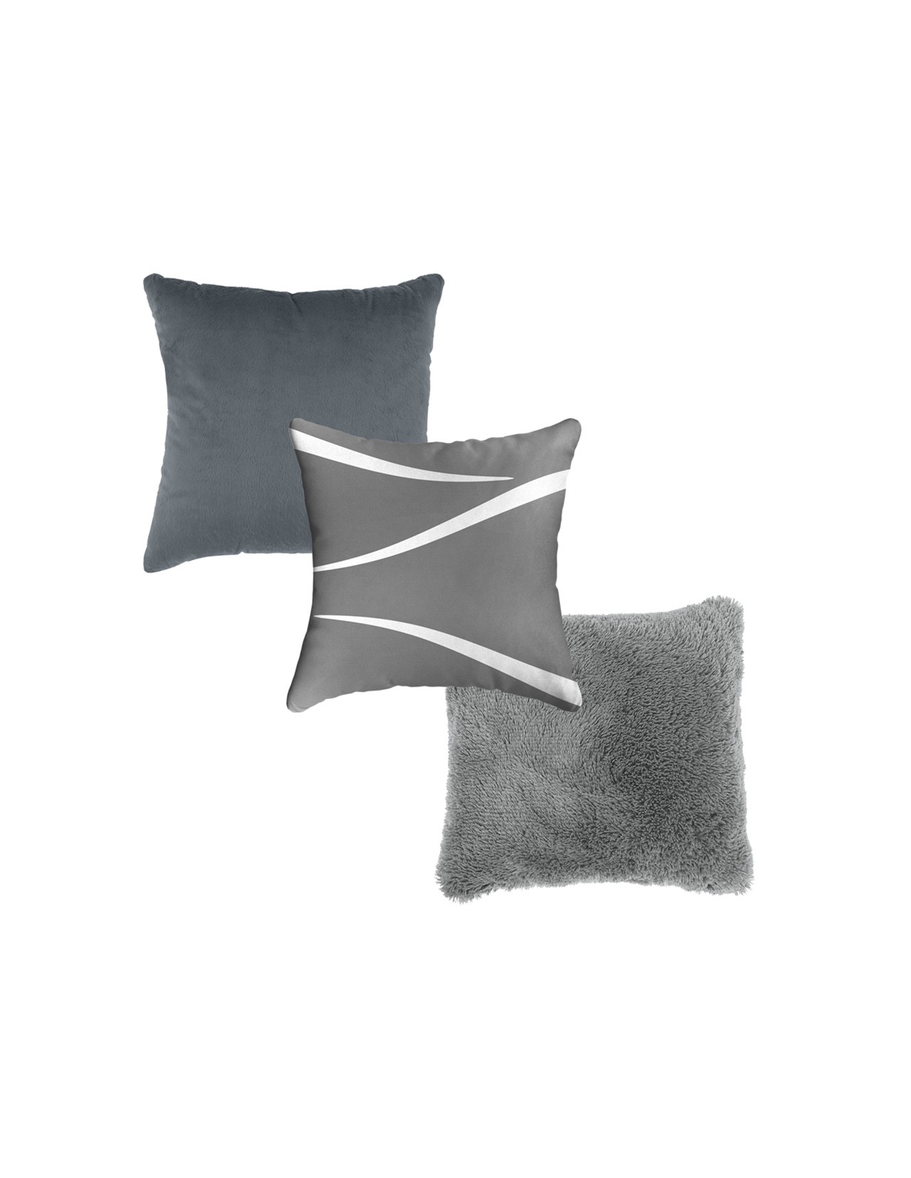 Set de 3 Cojines Coprire 45 cm Gris Oscuro