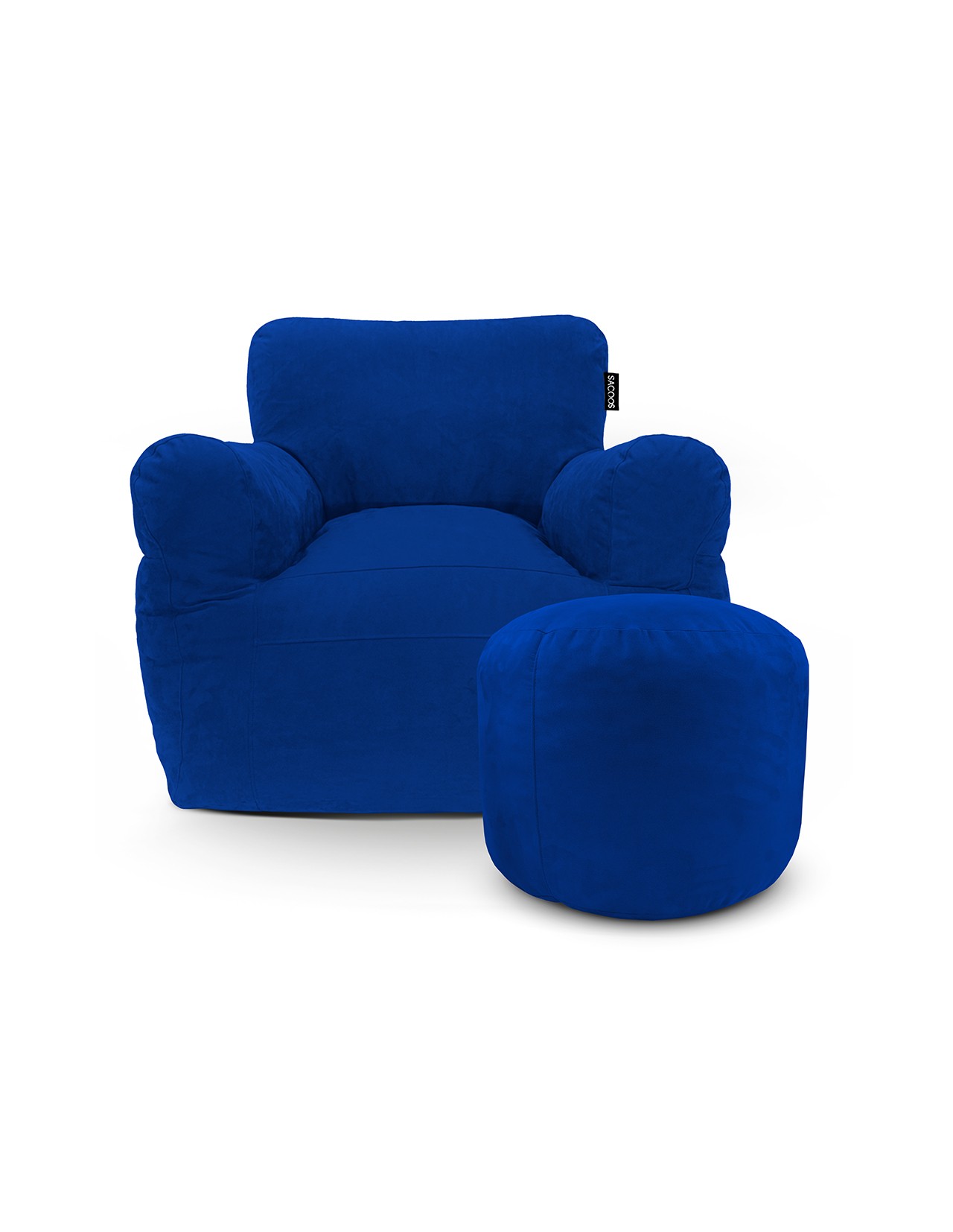 Puff Sacoos Sillón Individual y Reposapies Azul para Adulto