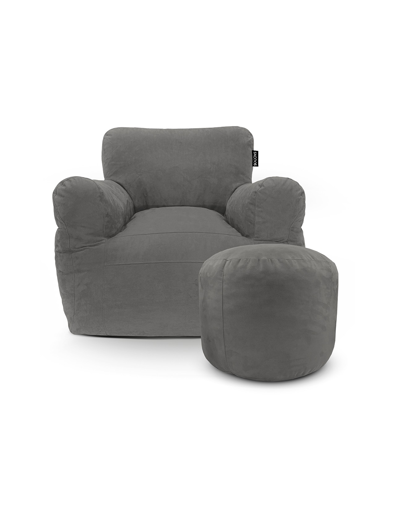 Puff Sacoos Sillón Individual y Reposapies Gris Claro para Adulto