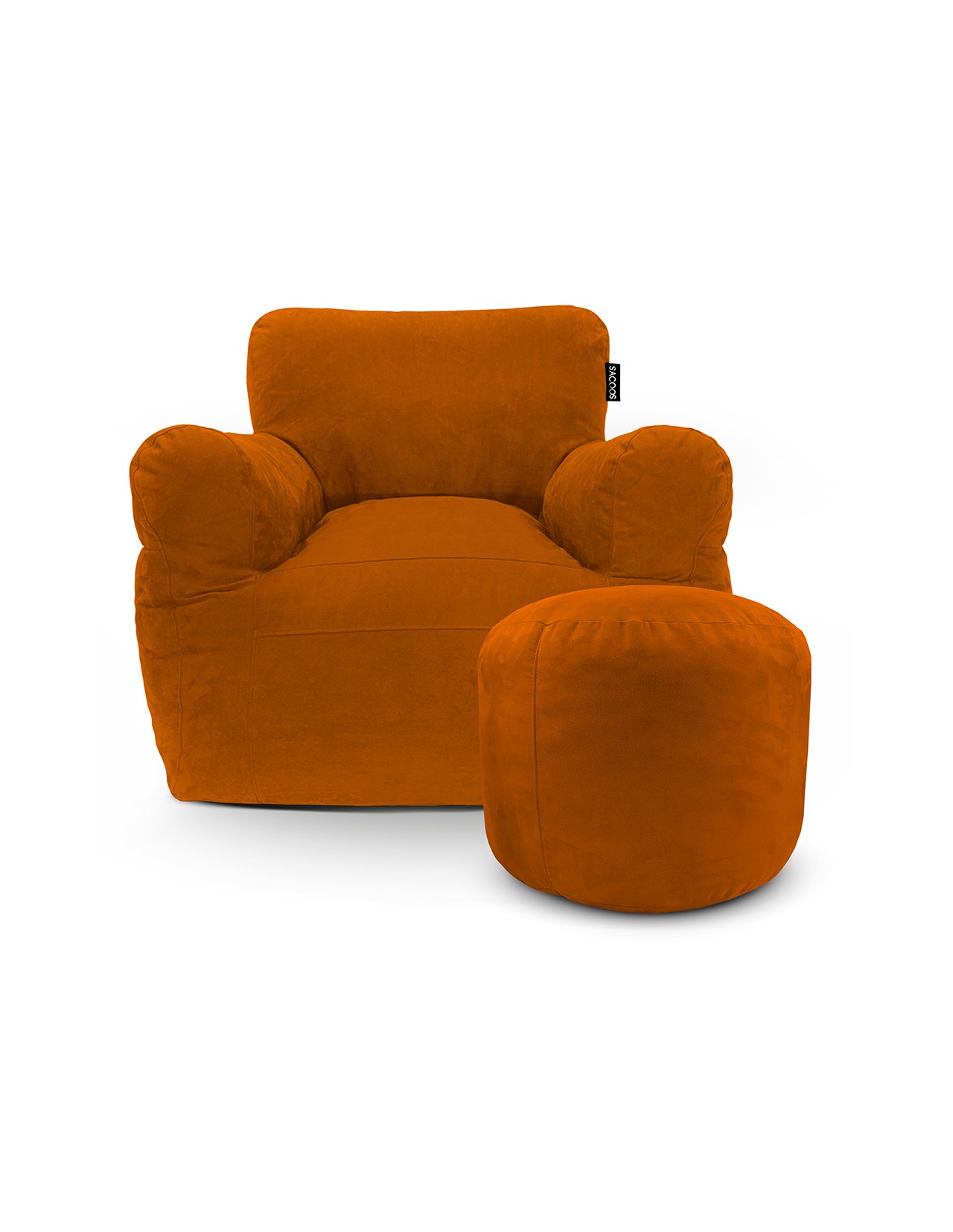 Puff Sacoos Sillón Individual y Reposapies Naranja para Adulto