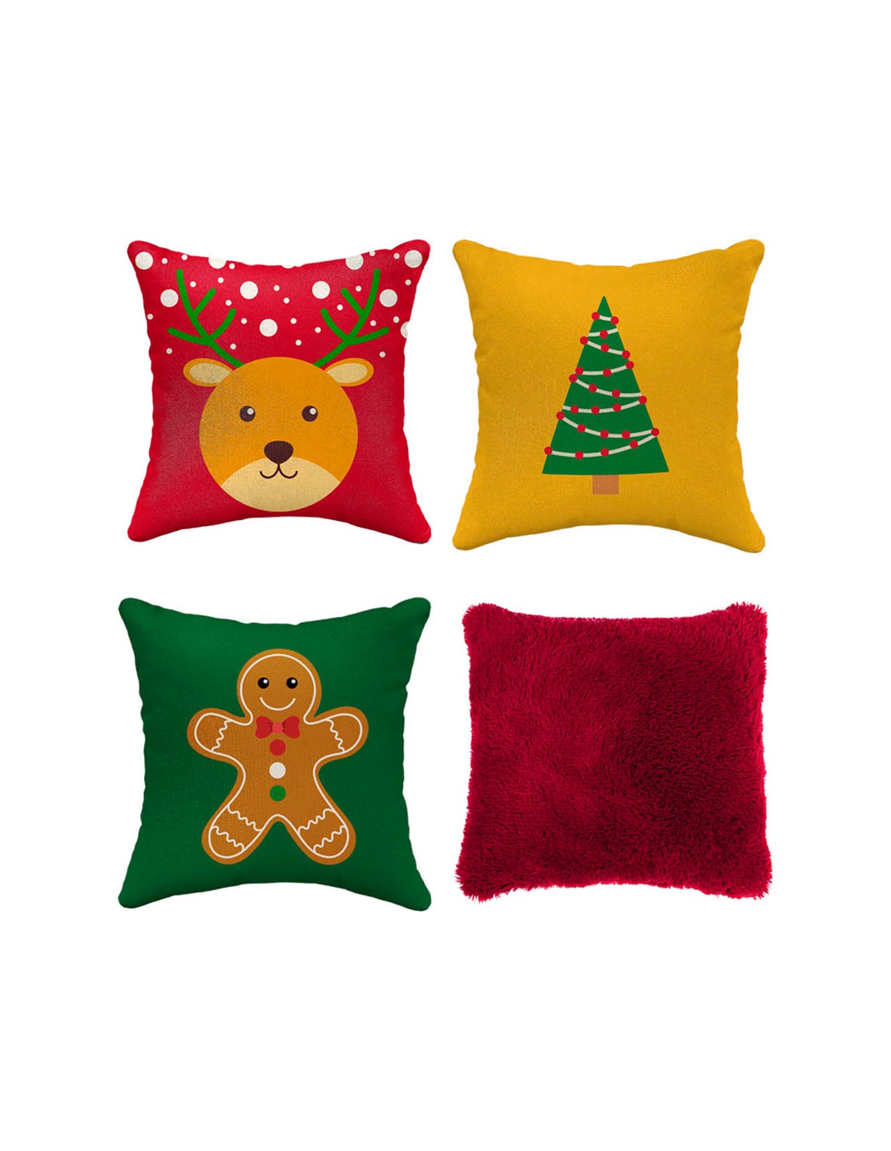Set Decorativo de 4 Cojines Navideños