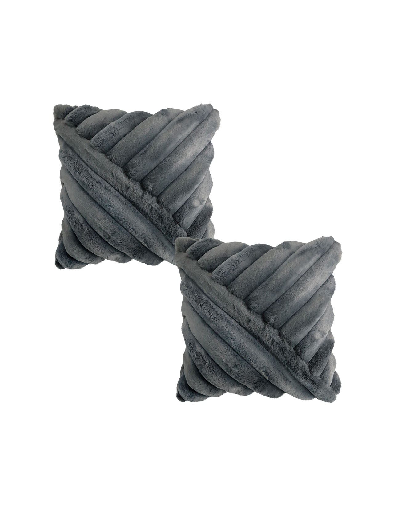 Set de 2 Cojines Coprire Peluche Diagonal 45cm Gris Oscuro