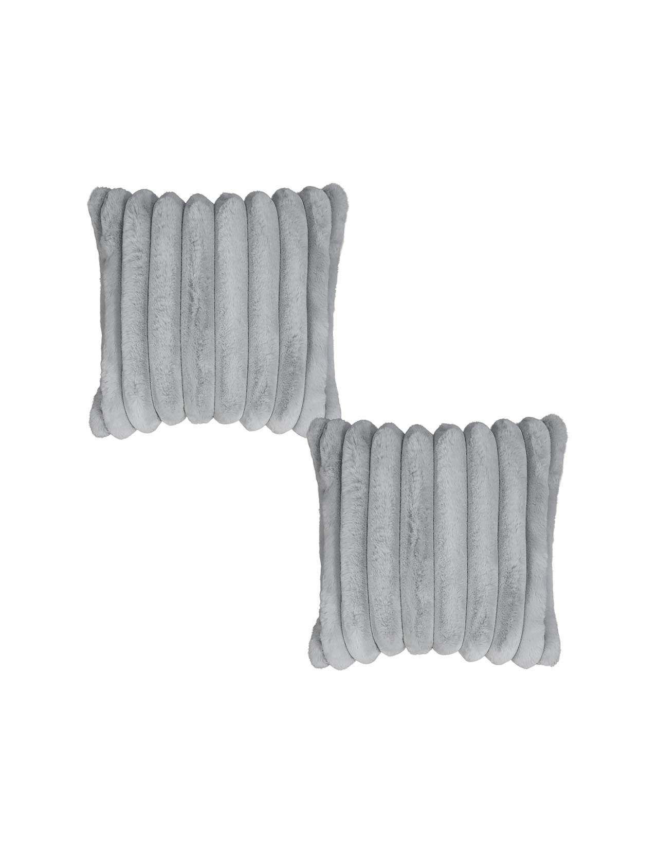 Set de 2 Cojines Coprire Peluche Rayas 45cm Gris Claro