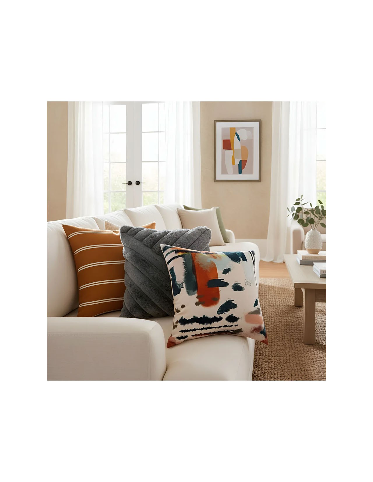 Set de 3 Cojines Coprire Premium 45cm Marrón Claro