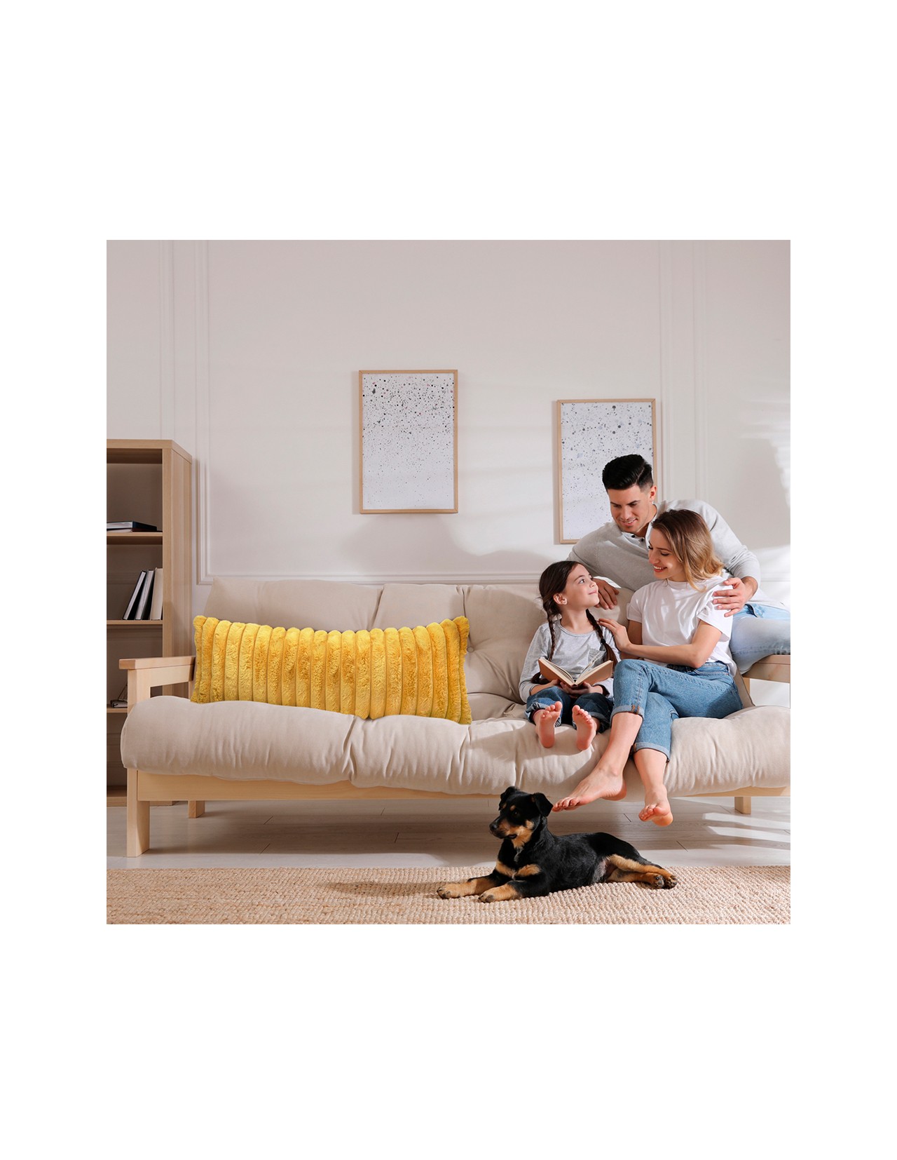 Body Pillow Coprire Peluche Acanalado Mostaza